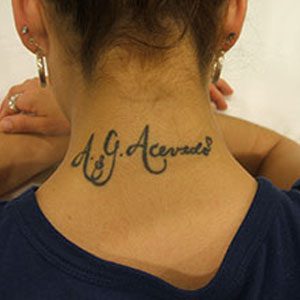 Three square inch professional tattoo before removal
